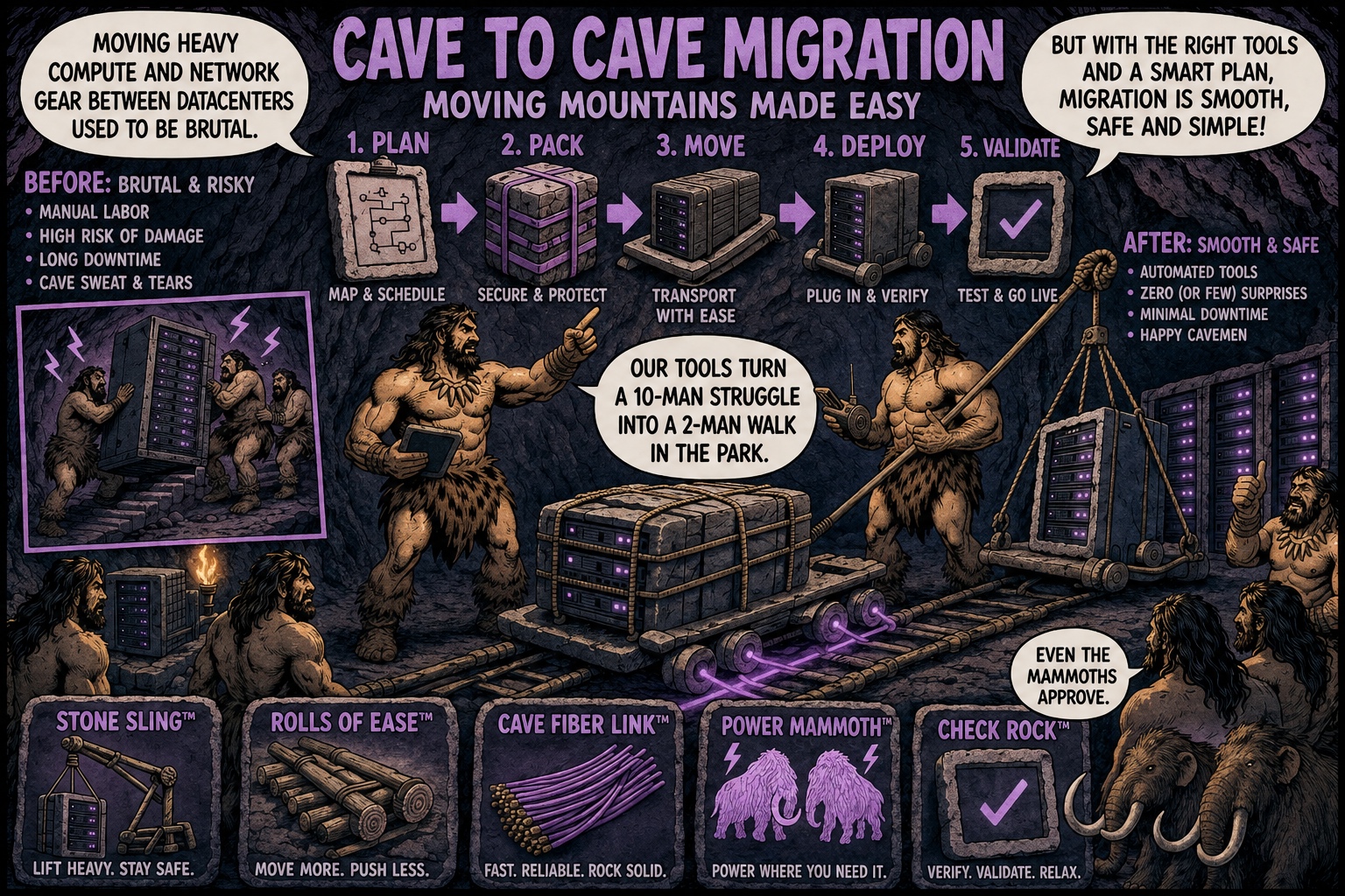 Cave to cave migration: holbewoners verhuizen een datacenter met stenen gereedschap